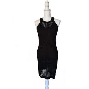 NWT Spiritual Gangster Black Crochet Knit Sleeveless Midi Dress, Medium
